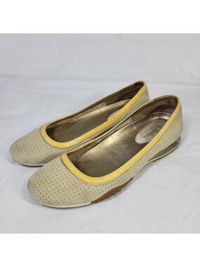 Cole Haan NikeAir Ballet Flats Women Size 7.5 Leather Yellow Slip On Travel